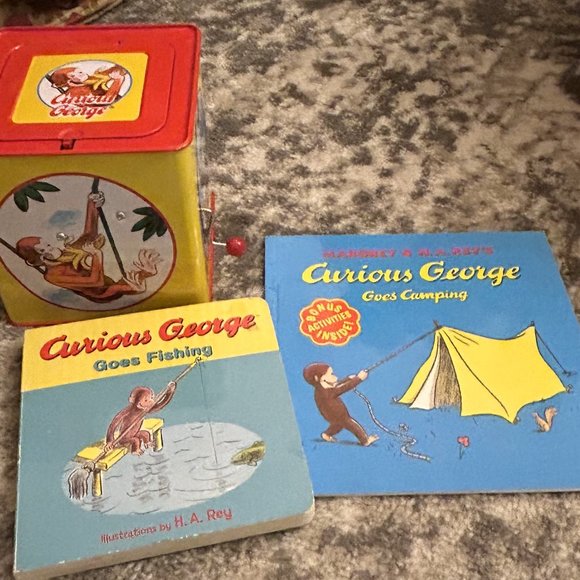 Sylilings Curious George Jack in the Box & two Curious George Books (Vintage) - Picture 1 of 15